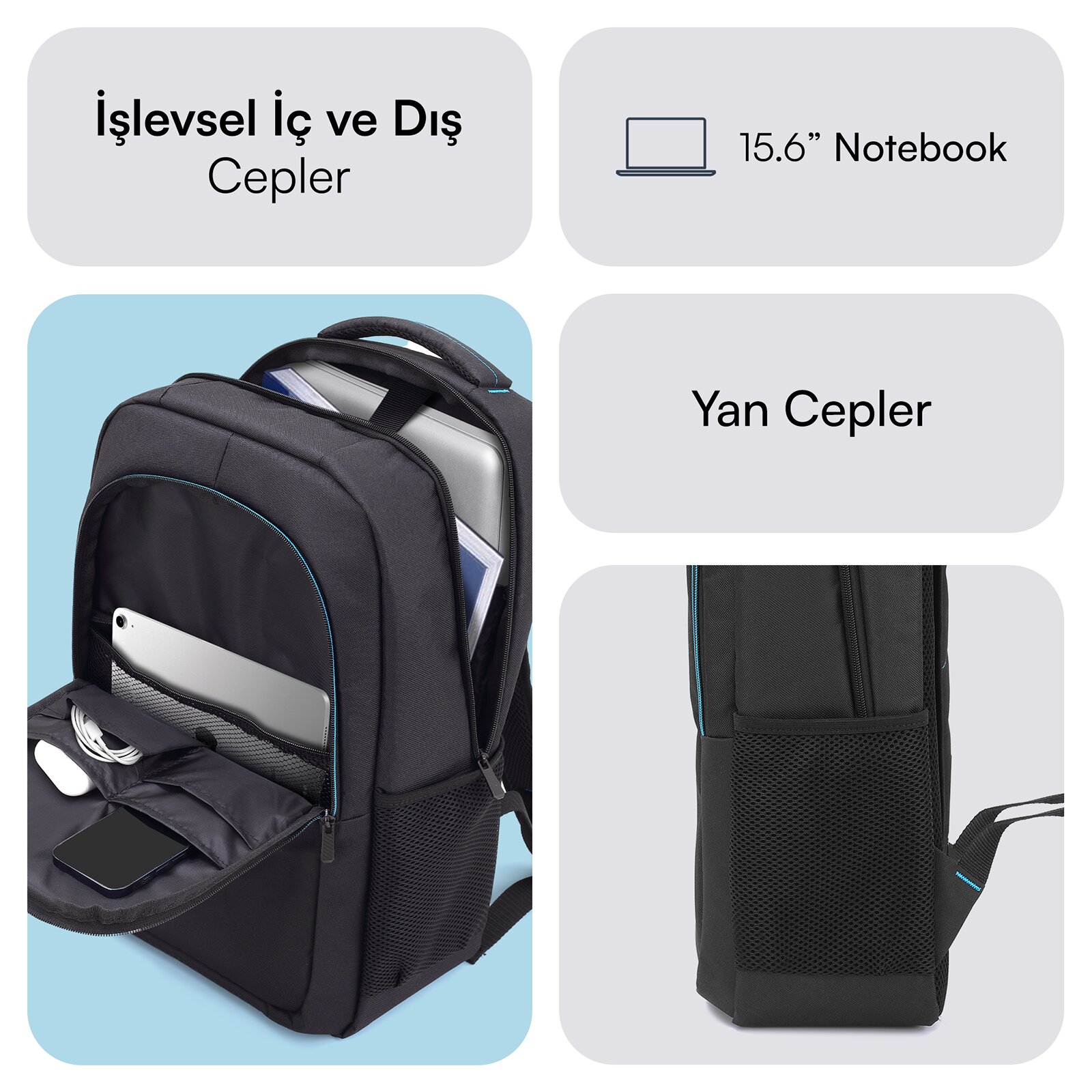 MACK MCC-505 15.6" Move Notebook Sırt Çantası Siyah görseli 4