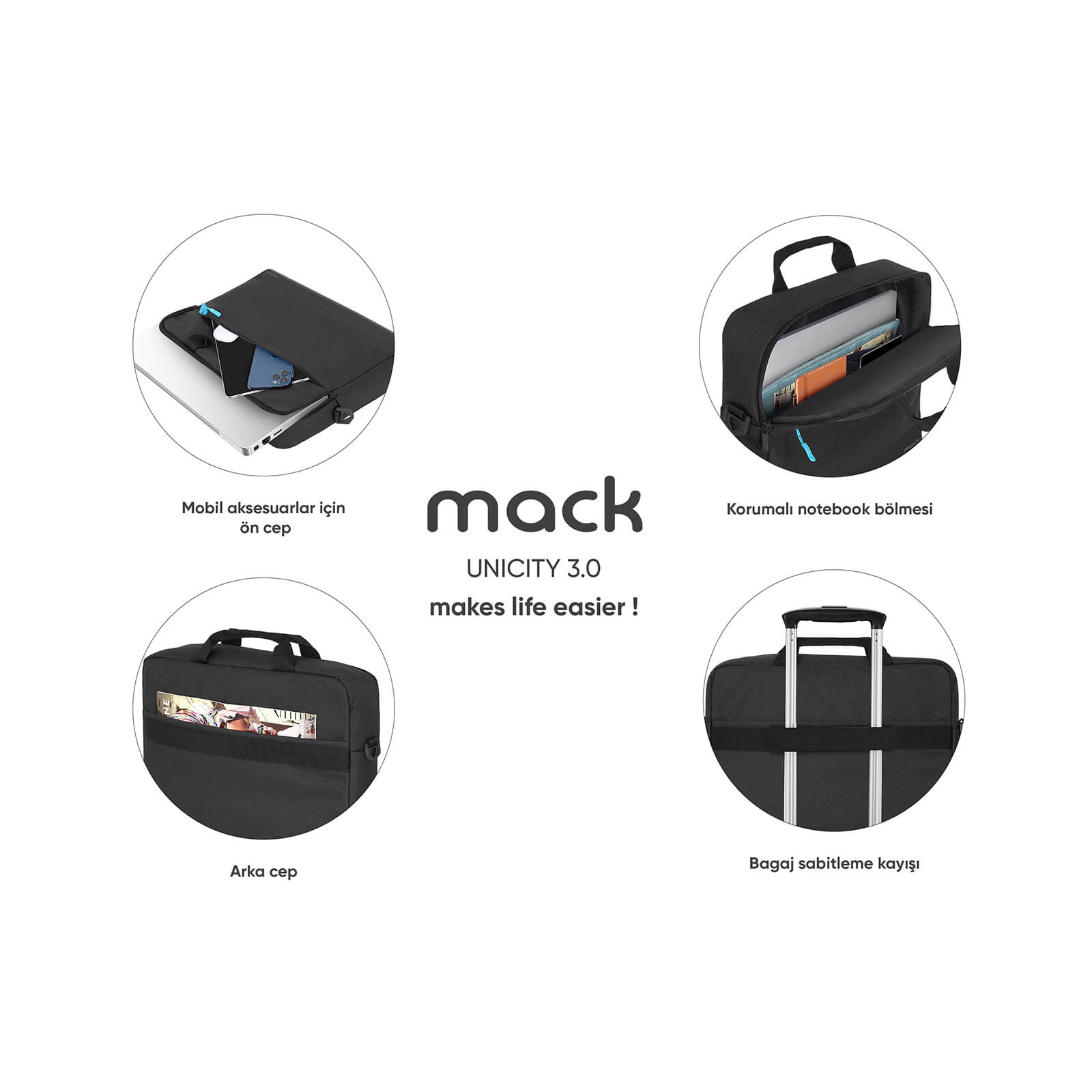 MACK MCC-603 15.6" UNICITY 3.0 Notebook Çantası Siyah görseli 9