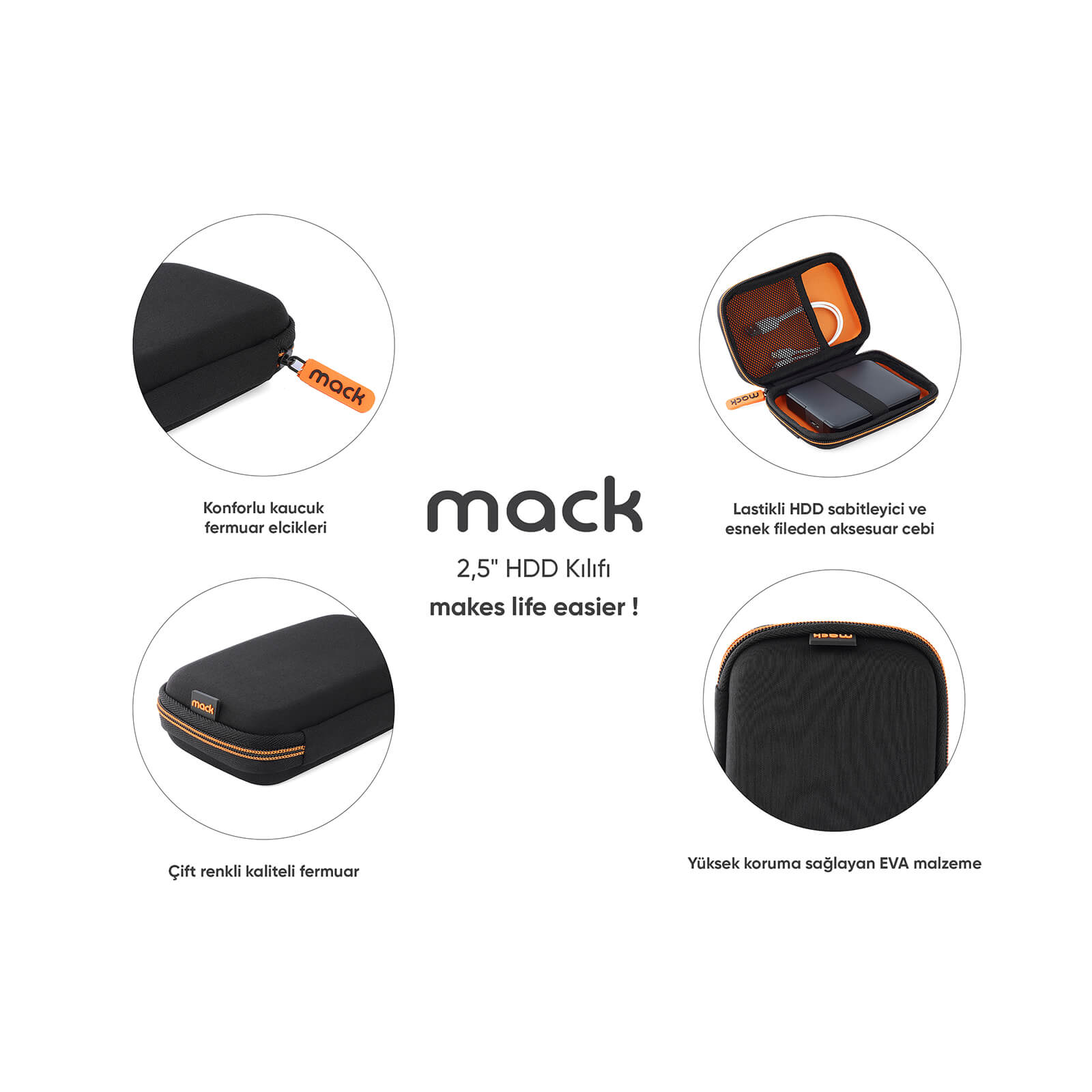 MACK MCC-4008 2.5" Hard Disk Kılıfı Siyah / Turuncu görseli 7
