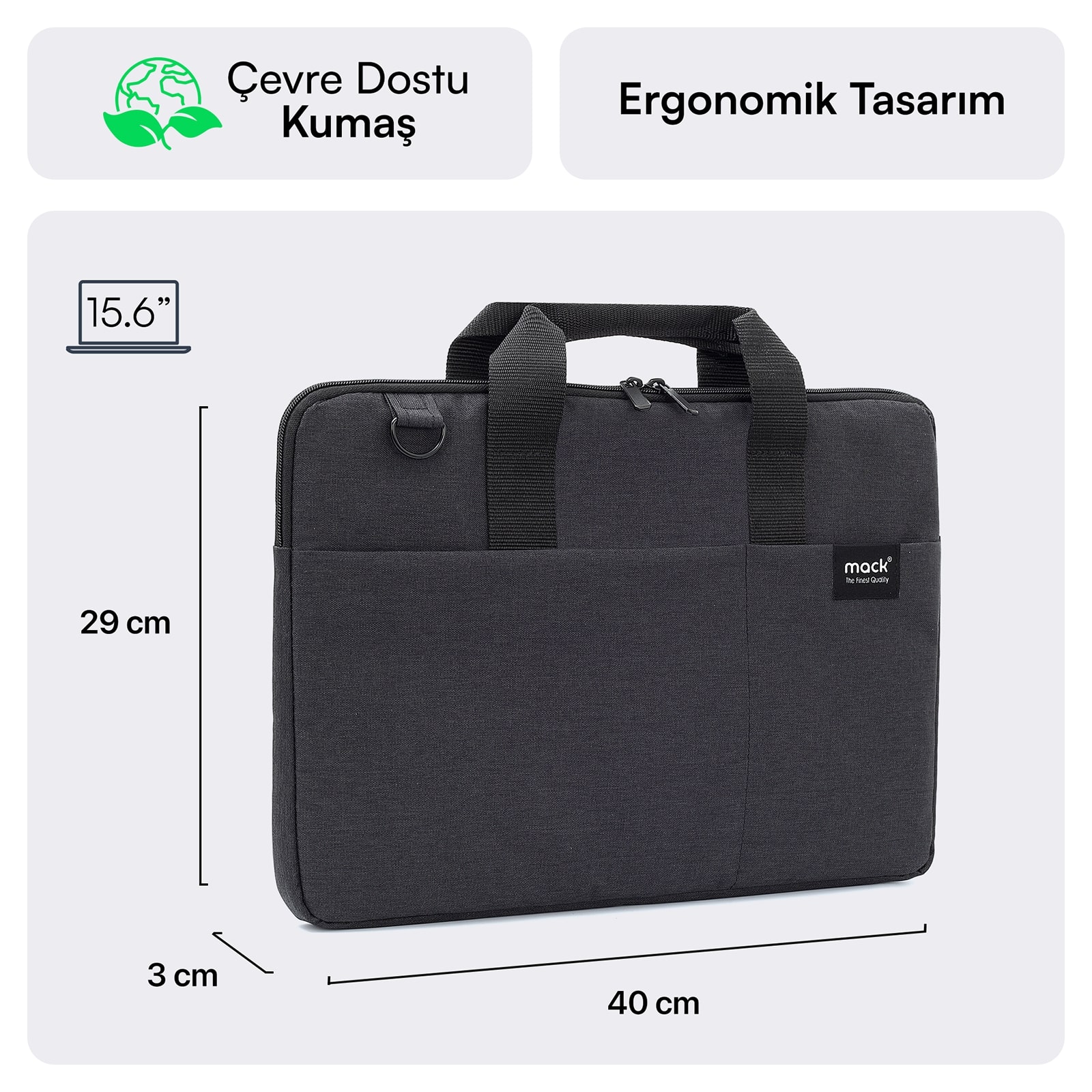 MACK MCC-703 15.6" City Fit Eco Notebook Çantası Siyah görseli 2