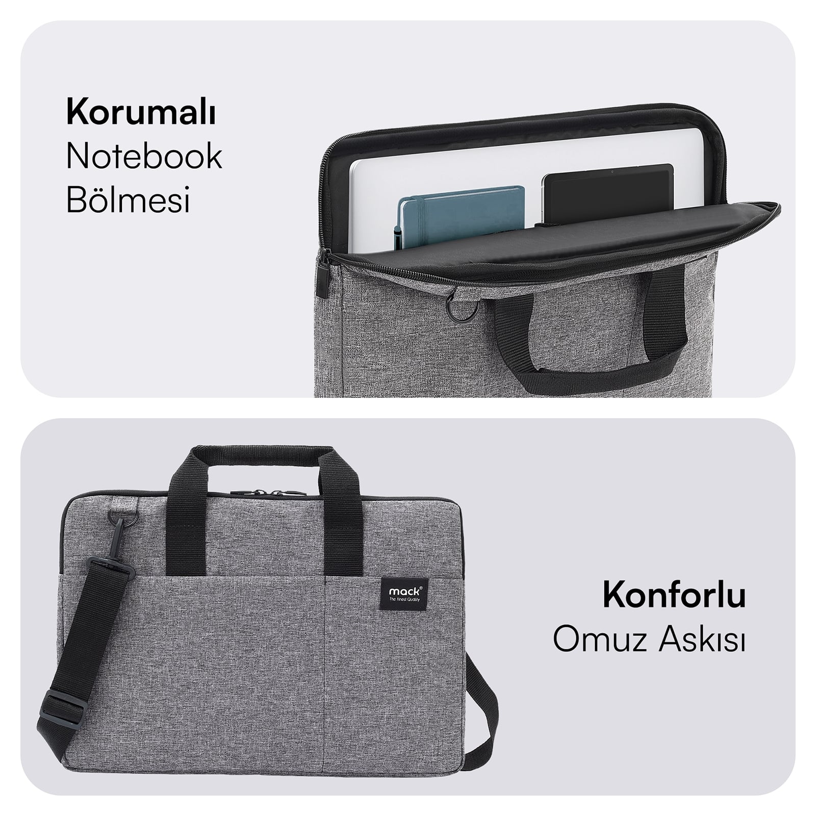 MACK MCC-704 15.6" City Fit Eco Notebook Çantası Gri görseli 5