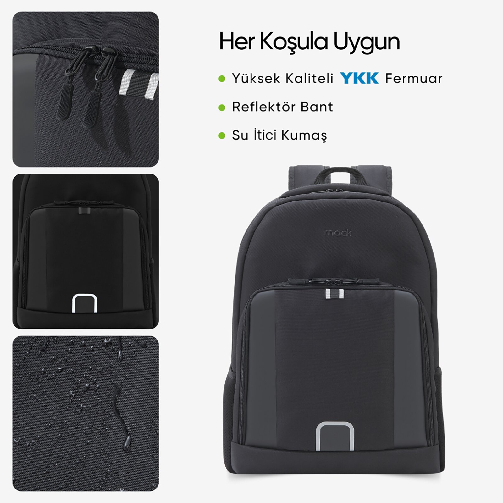 MACK MCE-1201 15.6" LUNA Eco Notebook Sırt Çantası Siyah görseli 3