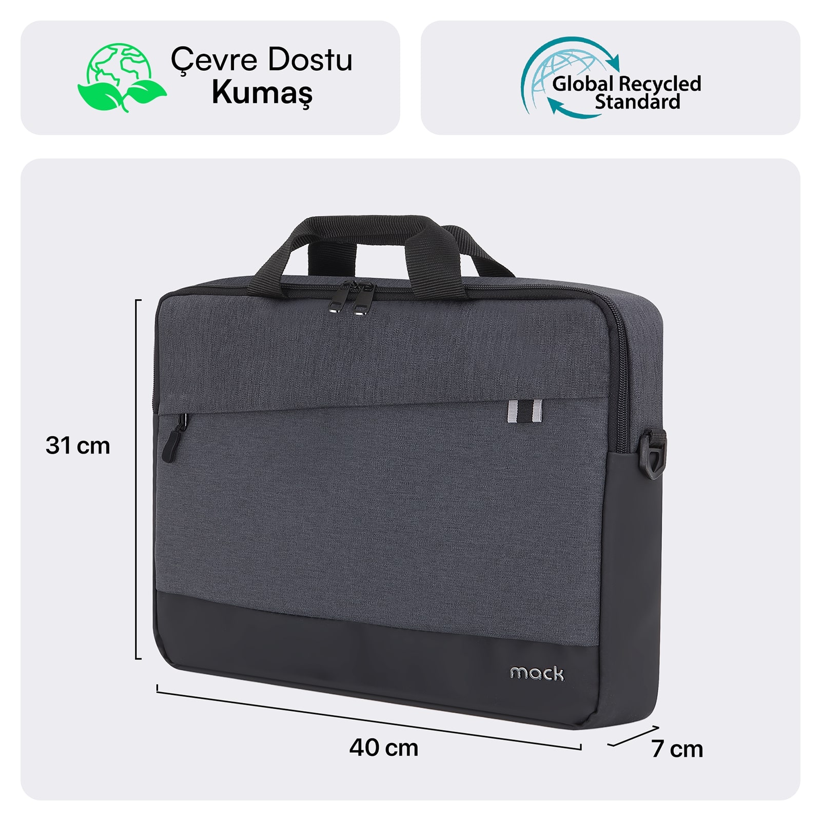 MACK MCE-1101 15.6" UNICITY Eco Notebook Çantası Siyah görseli 2