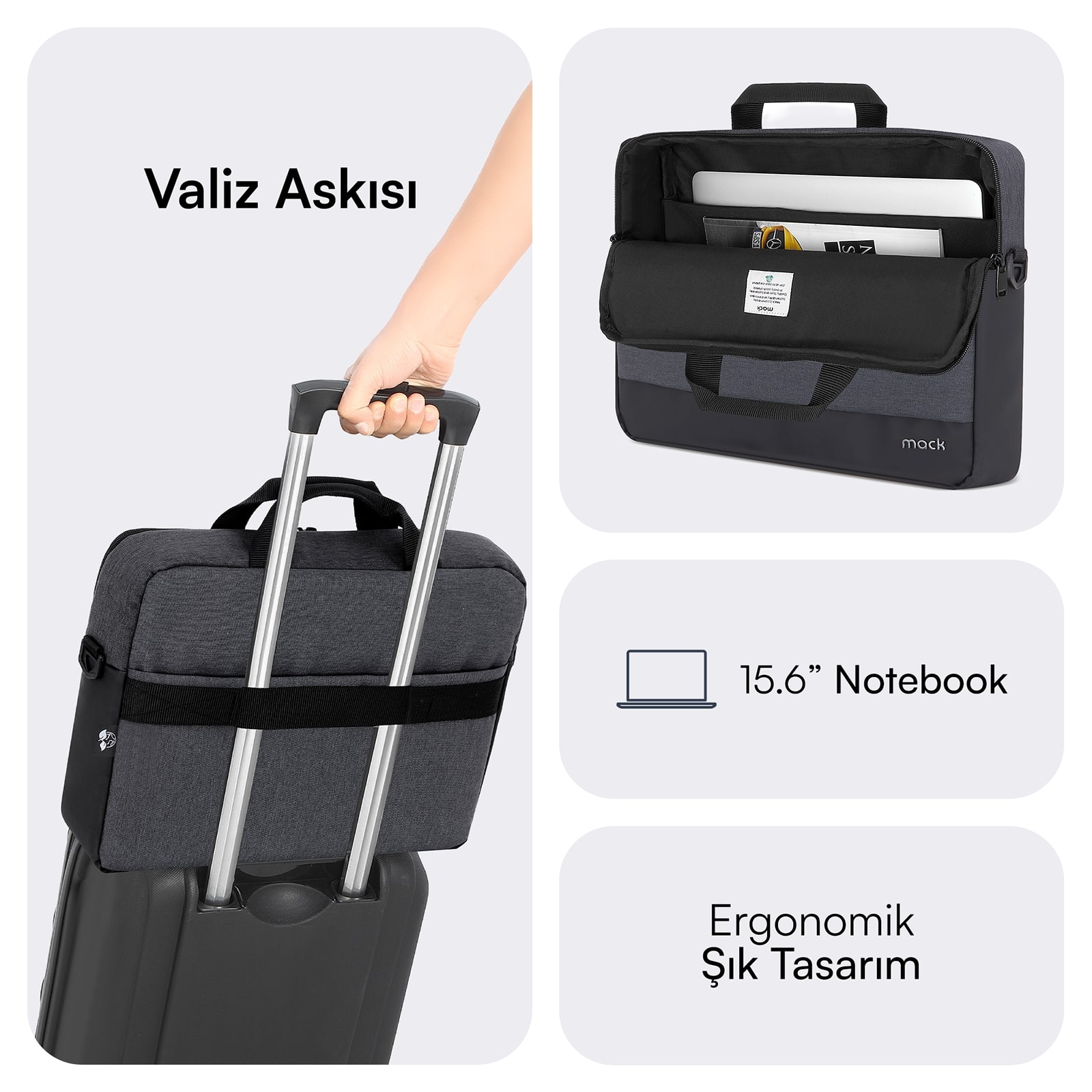 MACK MCE-1101 15.6" UNICITY Eco Notebook Çantası Siyah görseli 4