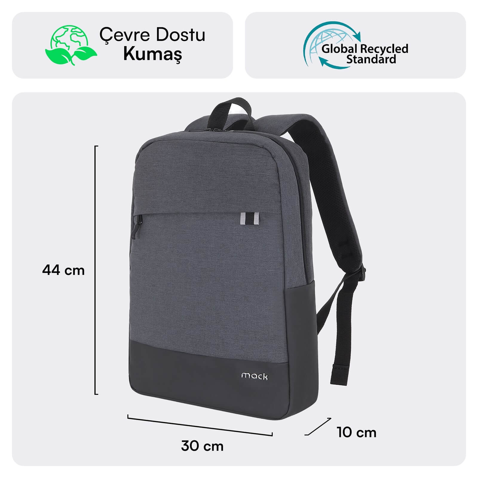 MACK MCE-1103 15.6" UNICITY Eco Notebook Sırt Çantası Siyah görseli 2