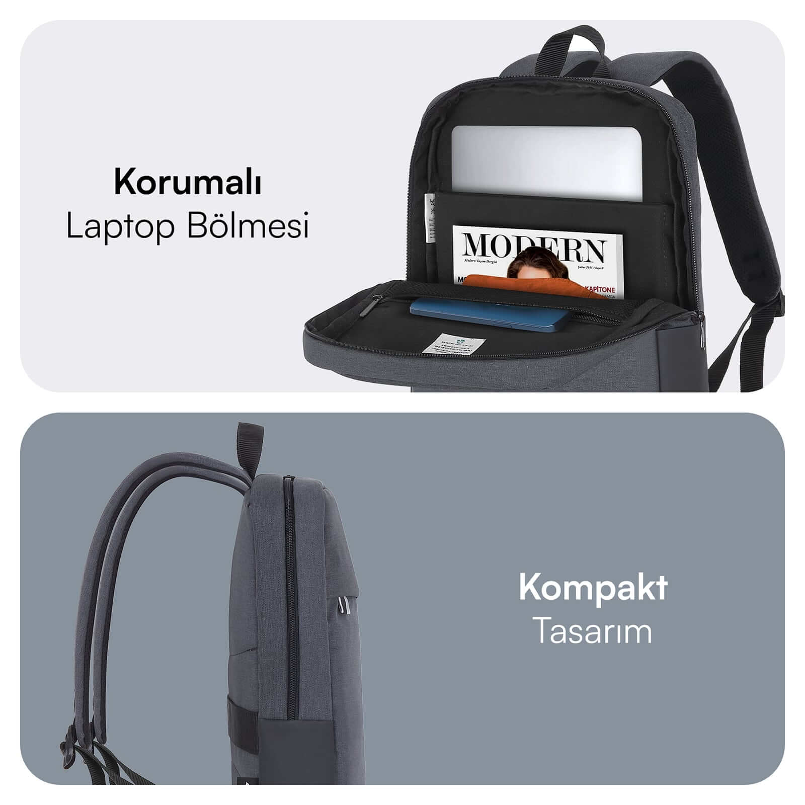 MACK MCE-1103 15.6" UNICITY Eco Notebook Sırt Çantası Siyah görseli 4