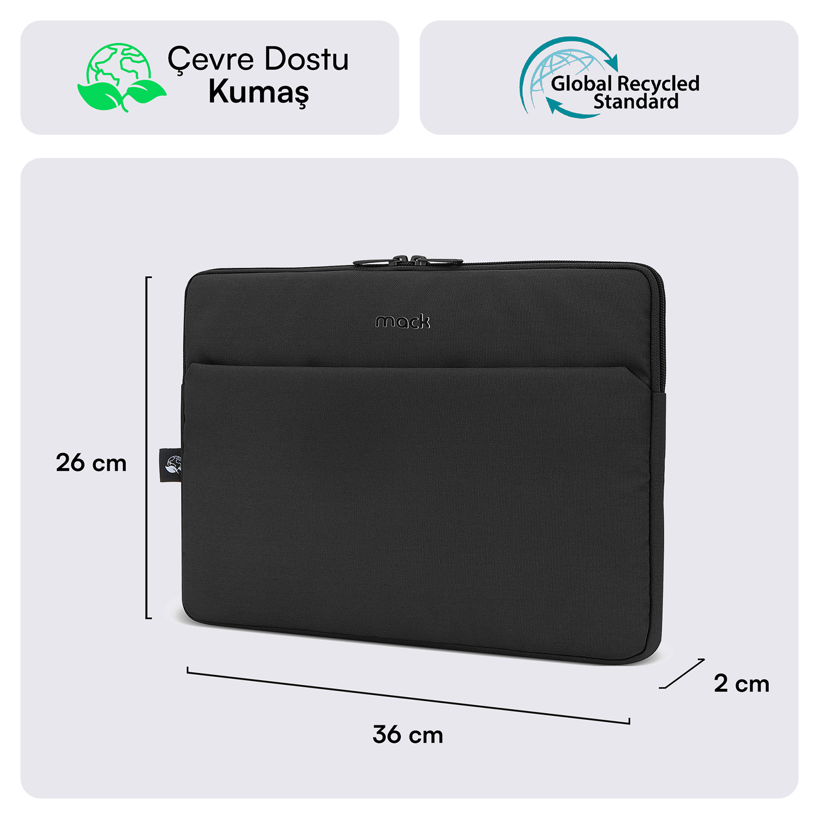 MACK MCE-1501 14.1" NOVA Eco Notebook Sleeve Siyah görseli 2