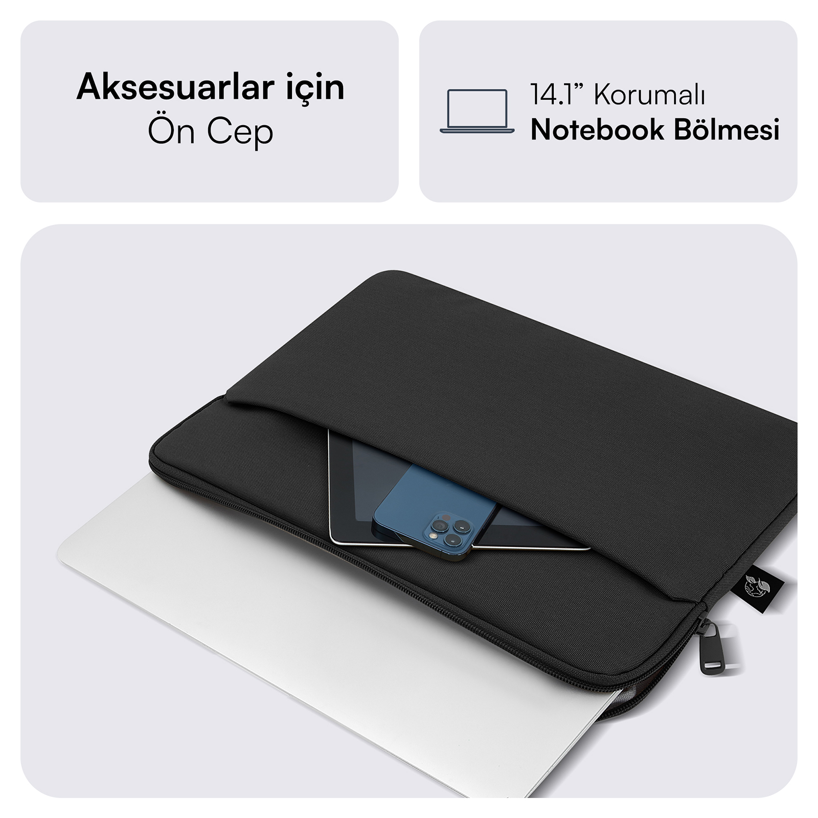 MACK MCE-1501 14.1" NOVA Eco Notebook Sleeve Siyah görseli 3