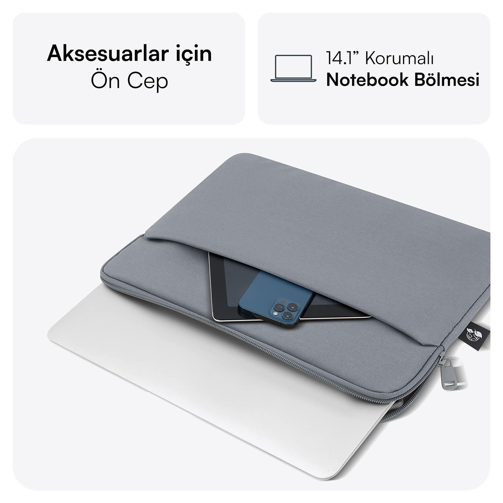 MACK MCE-1502 14.1" NOVA Eco Notebook Sleeve Gri görseli 3