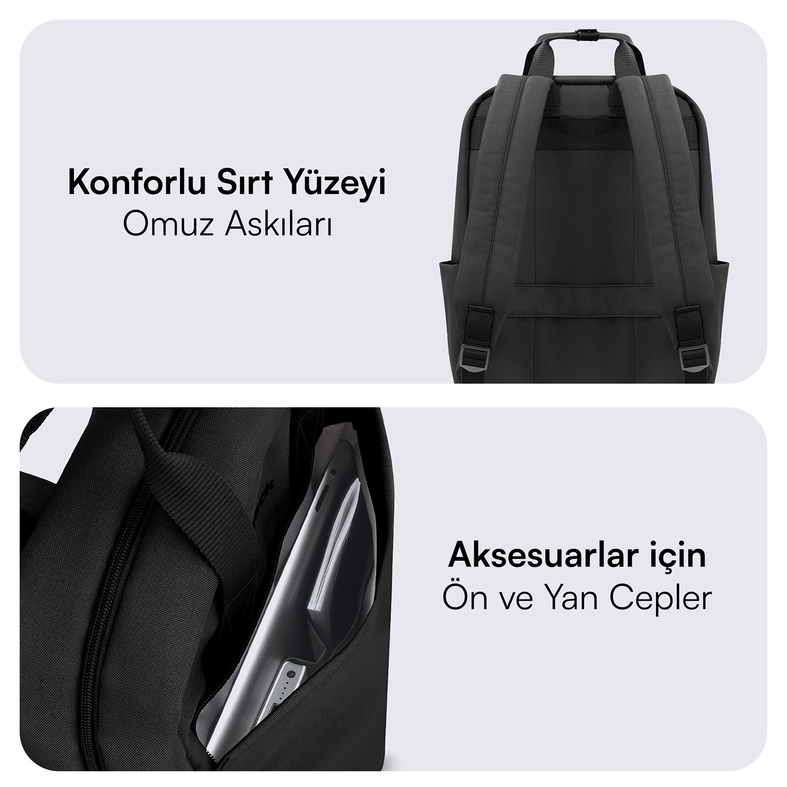 MACK MCE-1521 15.6" NOVA Eco Notebook Sırt Çantası Siyah görseli 3
