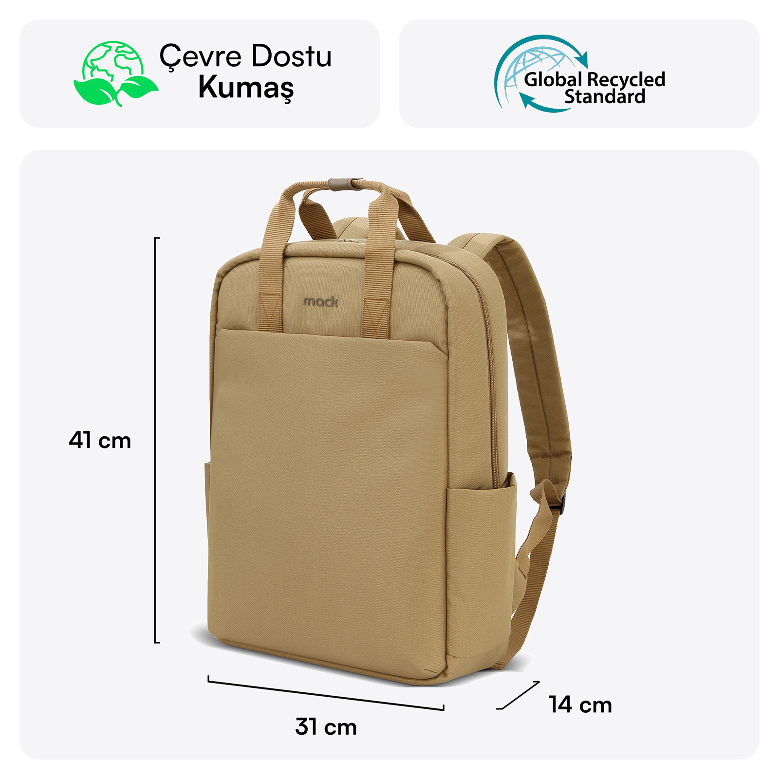 MACK MCE-1523 15.6" NOVA Eco Notebook Sırt Çantası Camel görseli 2