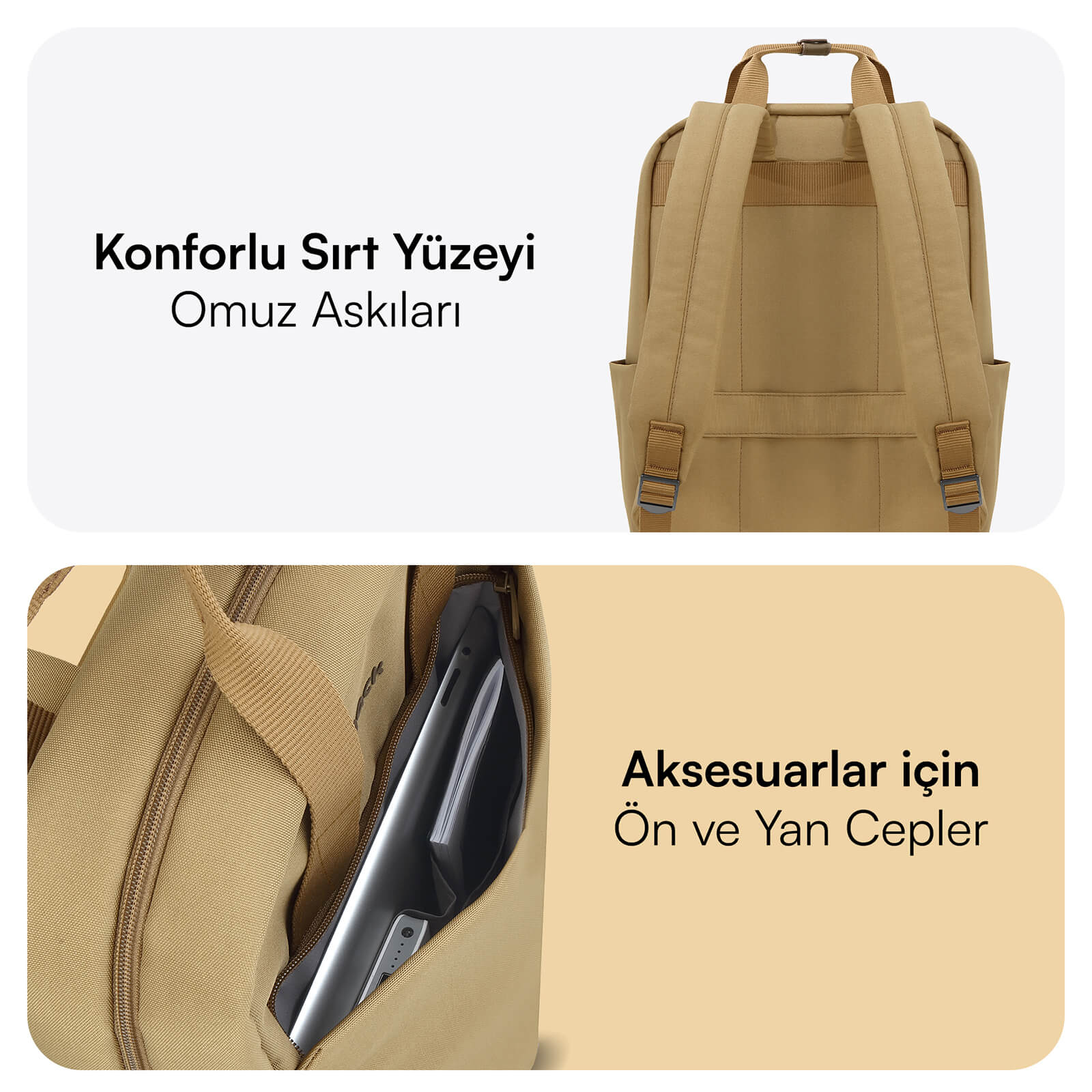 MACK MCE-1523 15.6" NOVA Eco Notebook Sırt Çantası Camel görseli 3