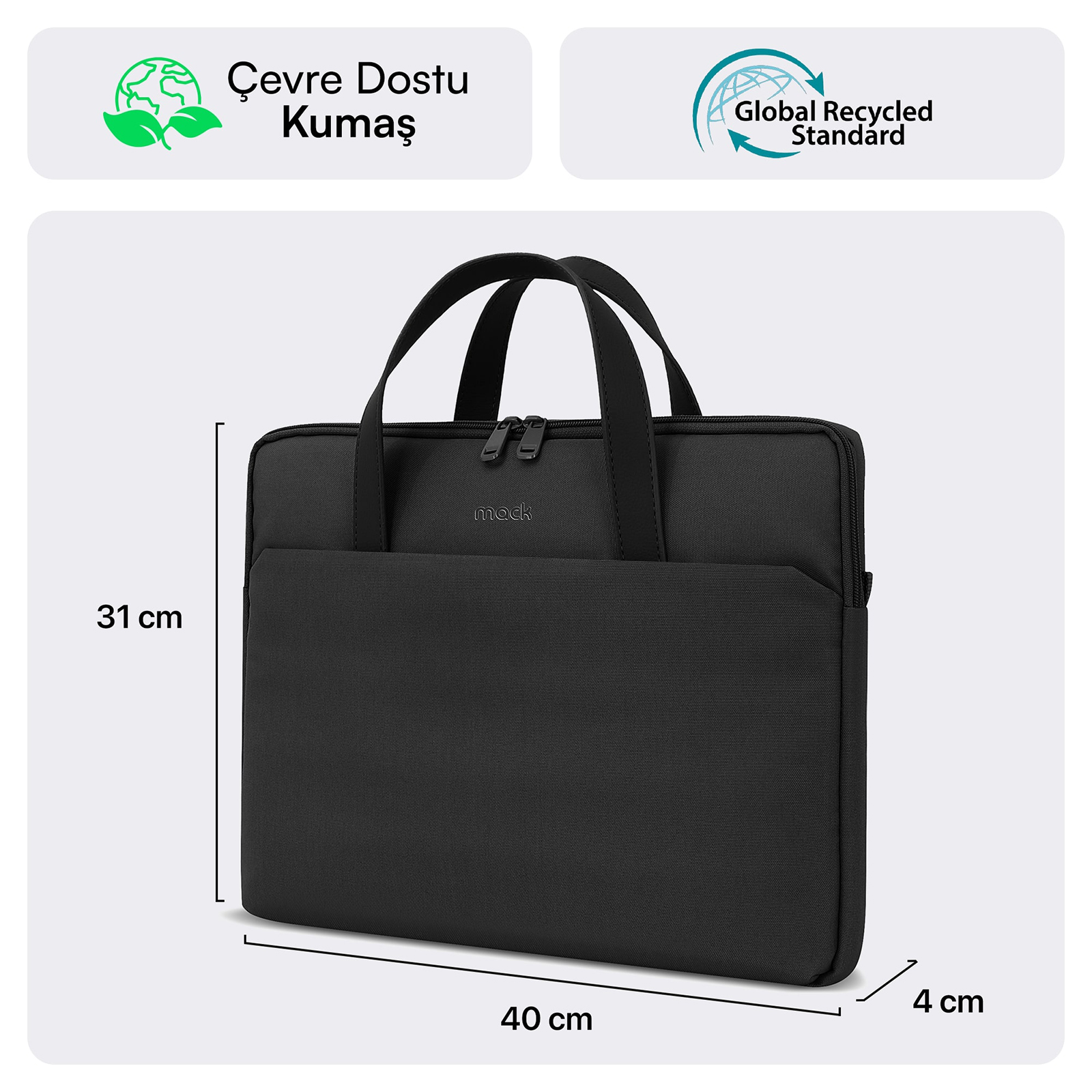 MACK MCE-1511 15.6" NOVA Eco Notebook Çantası Siyah görseli 2