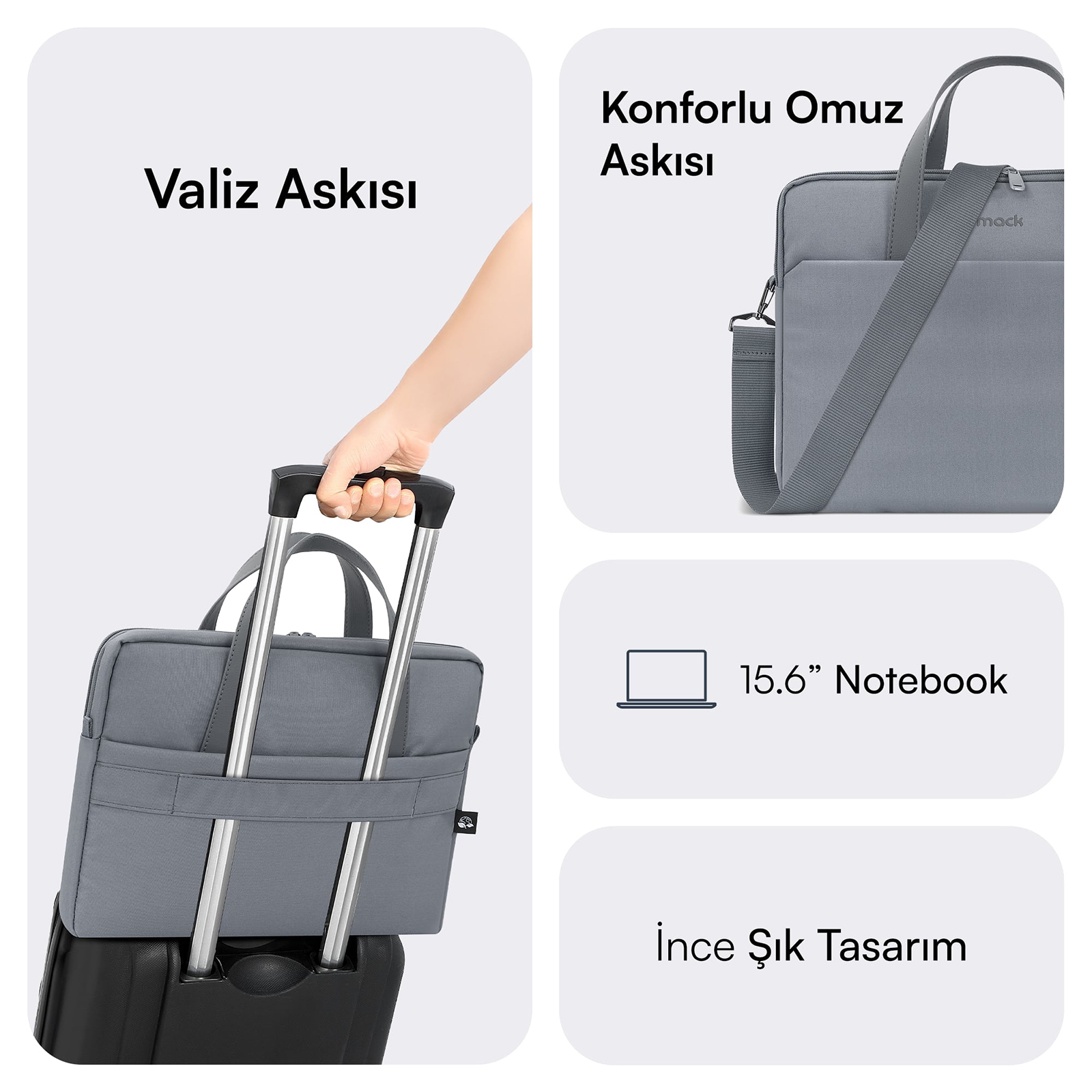MACK MCE-1512 15.6" NOVA Eco Notebook Çantası Gri görseli 4