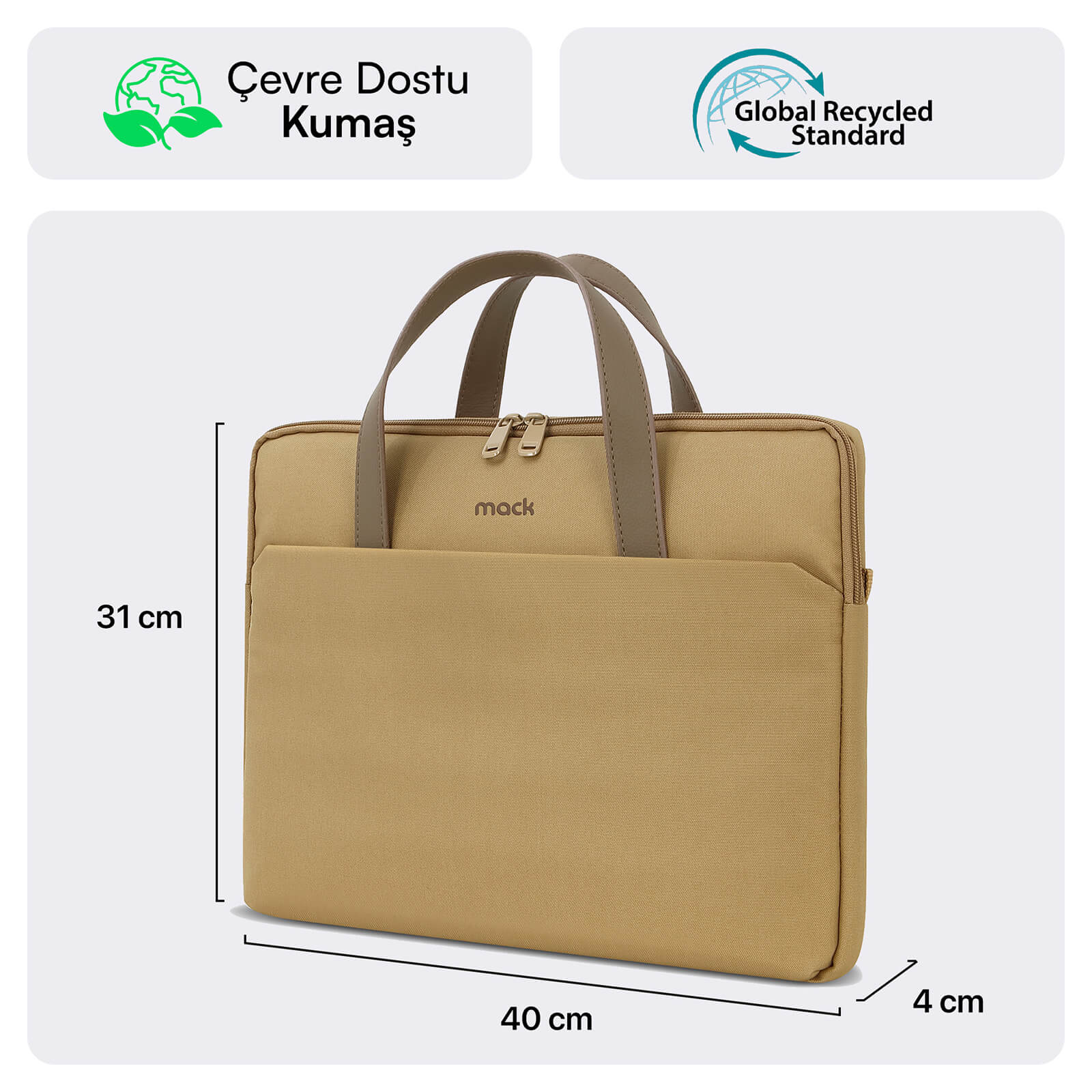 MACK MCE-1513 15.6" NOVA Eco Notebook Çantası Camel görseli 2