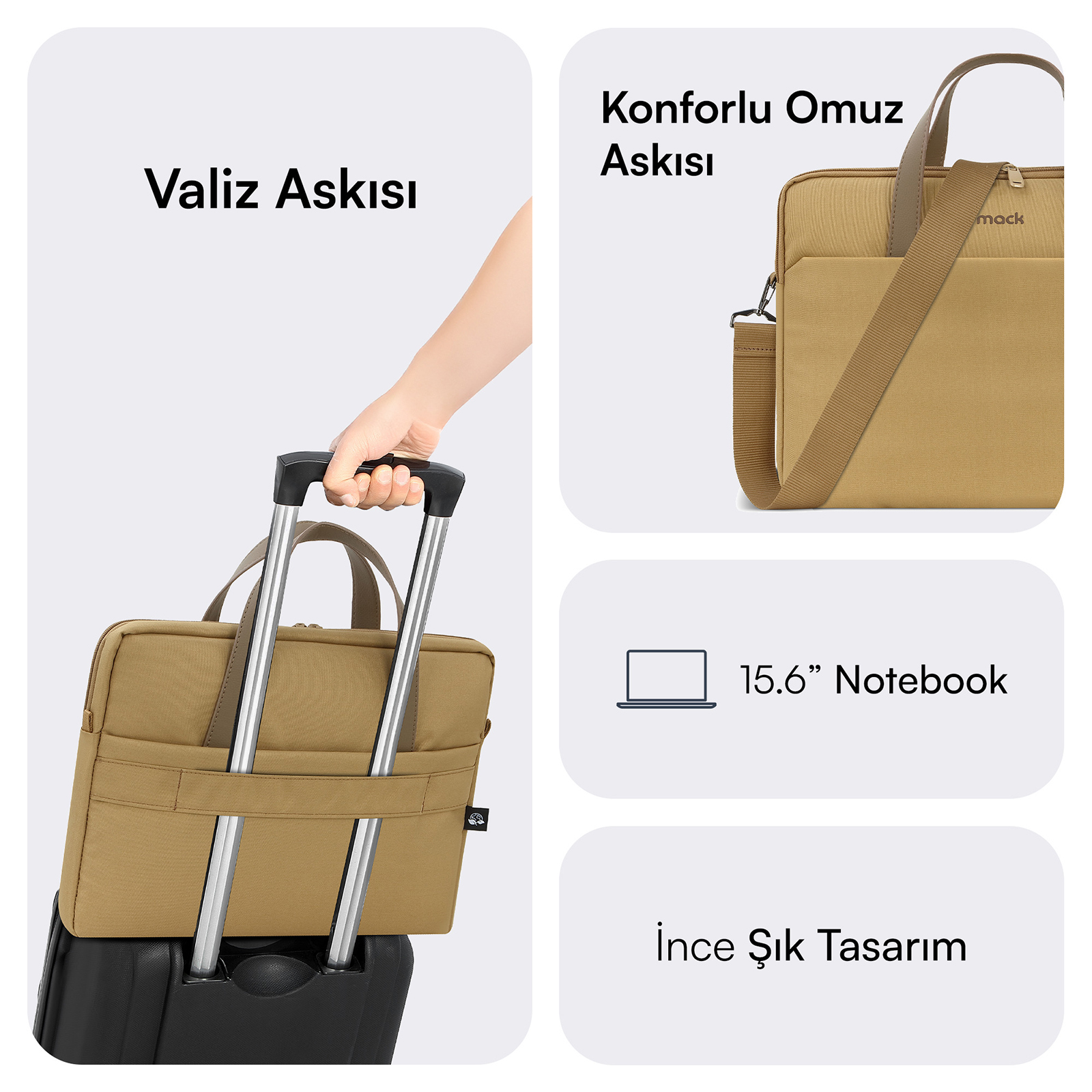 MACK MCE-1513 15.6" NOVA Eco Notebook Çantası Camel görseli 4