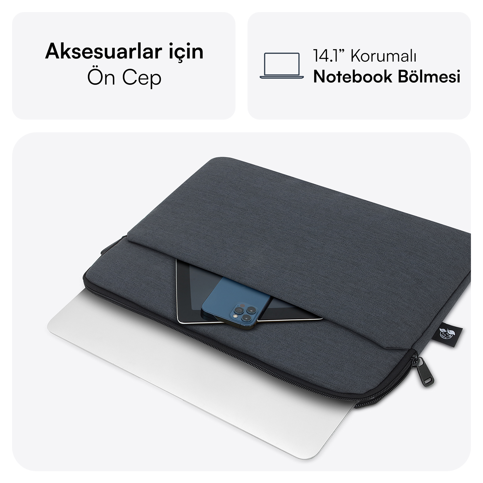 MACK MCE-1504 14.1" NOVA Eco Notebook Sleeve Antrasit görseli 3