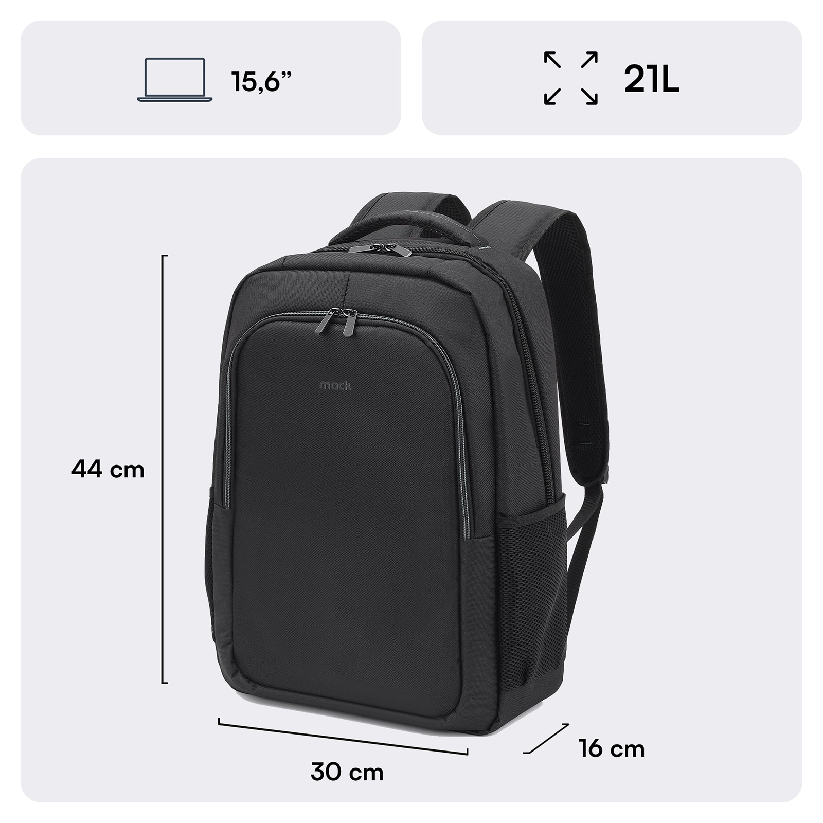 MACK MCC-505BG 15.6" Move Notebook Sırt Çantası Siyah Gri görseli 2
