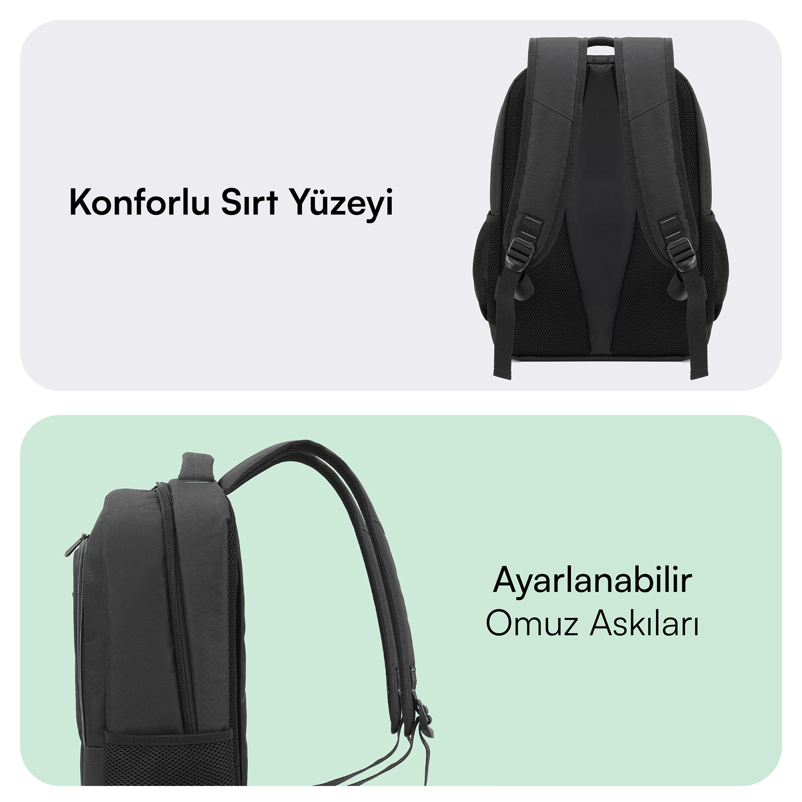 MACK MCC-505BG 15.6" Move Notebook Sırt Çantası Siyah Gri görseli 3