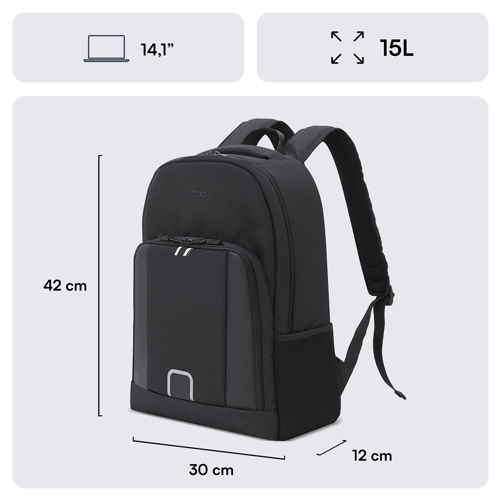 MACK MCE-1211 14.1'' LUNA Eco Notebook Sırt Çantası Siyah görseli 2