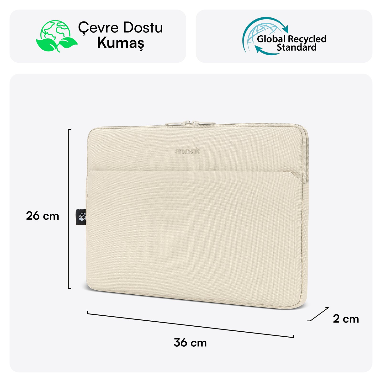 MACK MCE-1505 14.1" NOVA Eco Notebook Sleeve Latte görseli 2