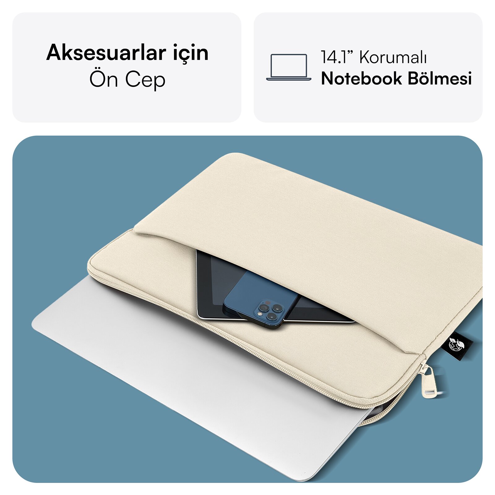 MACK MCE-1505 14.1" NOVA Eco Notebook Sleeve Latte görseli 3