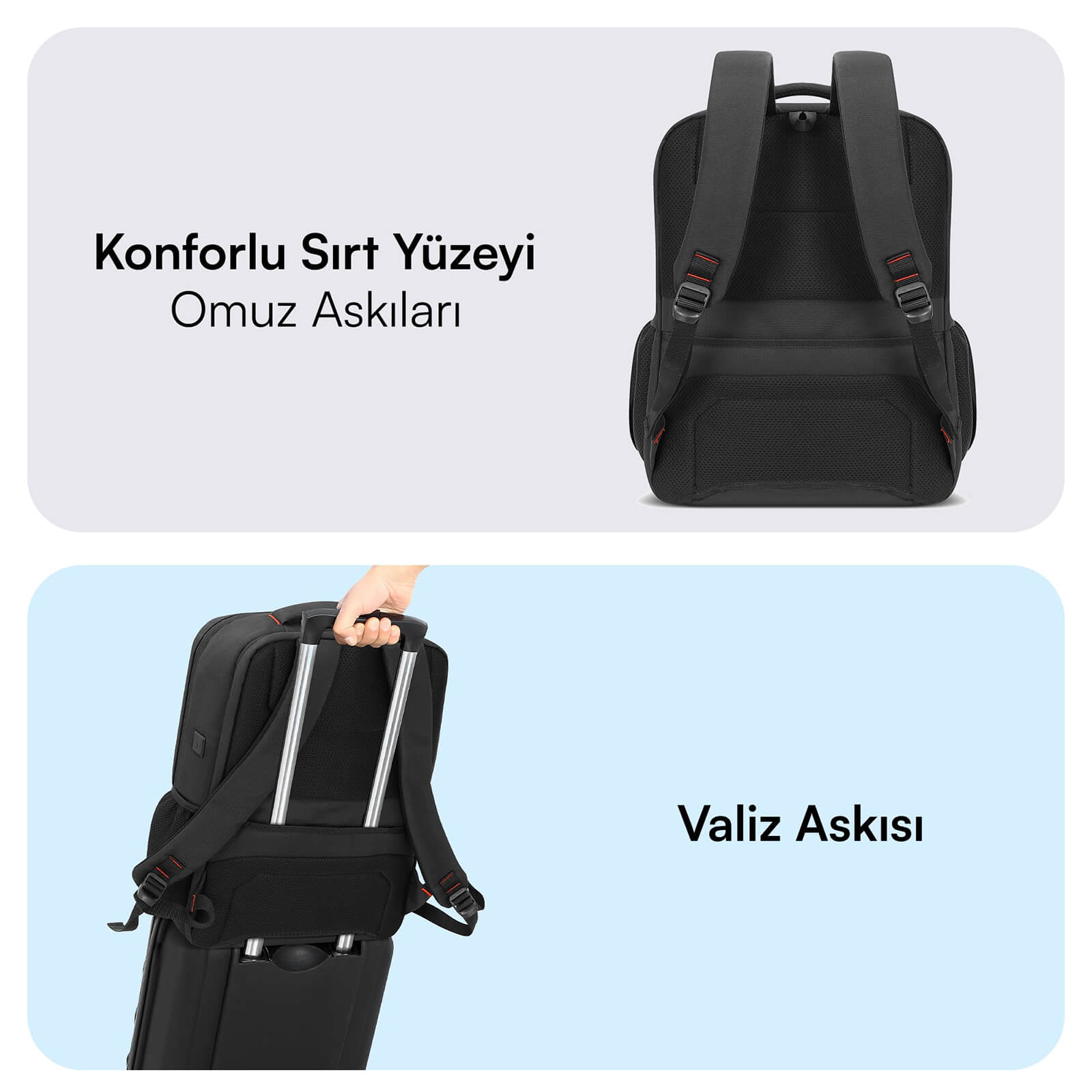 MACK MCC-807 18'' Business X Notebook Sırt Çantası Siyah görseli 7