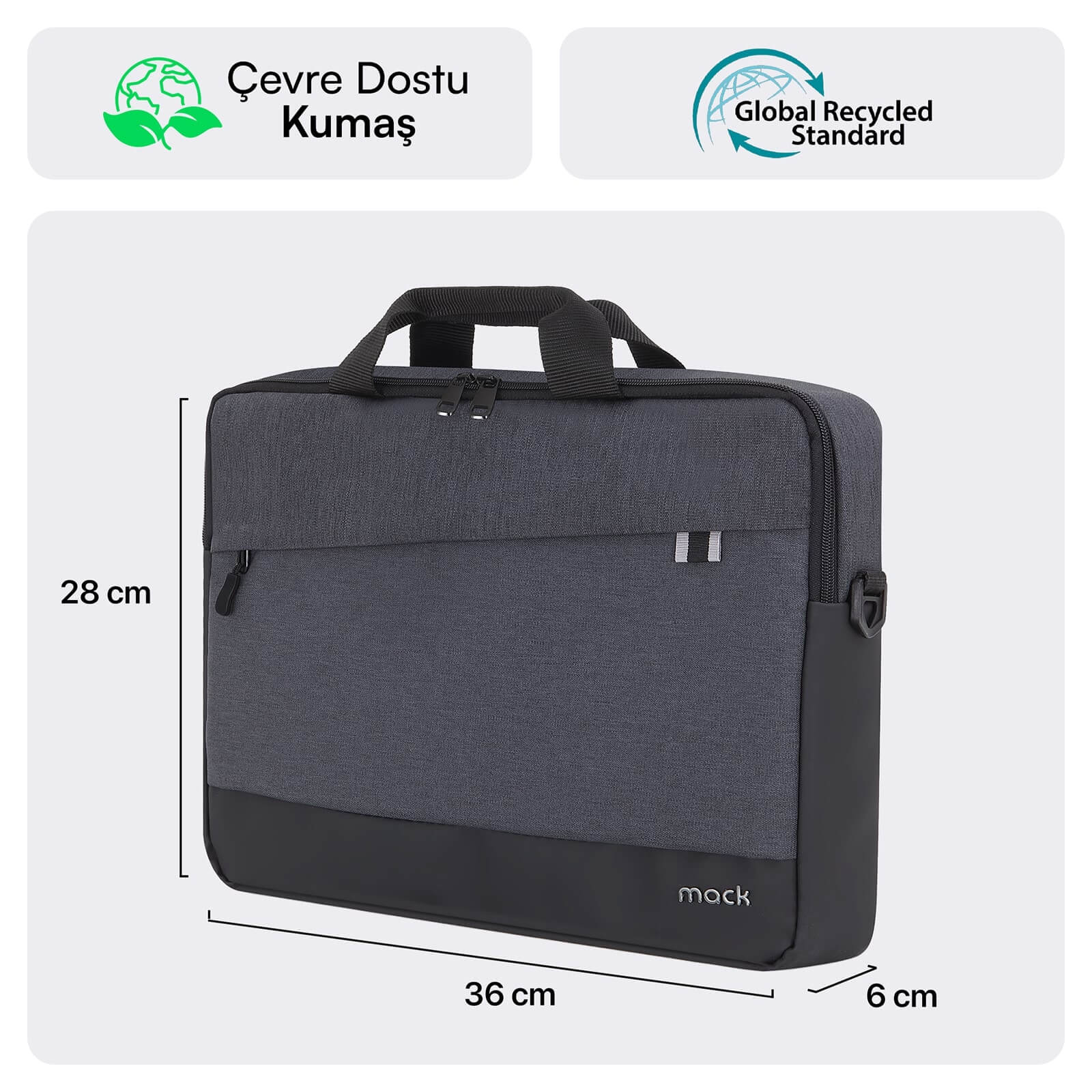 MACK MCE-1111 14.1" UNICITY Eco Notebook Çantası Siyah görseli 2