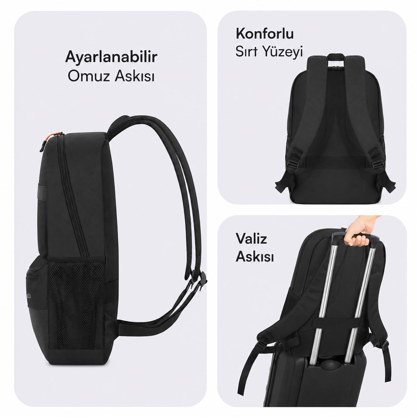 MACK MCC-1622 16" PAX Line Notebook Sırt Çantası Siyah görseli 4