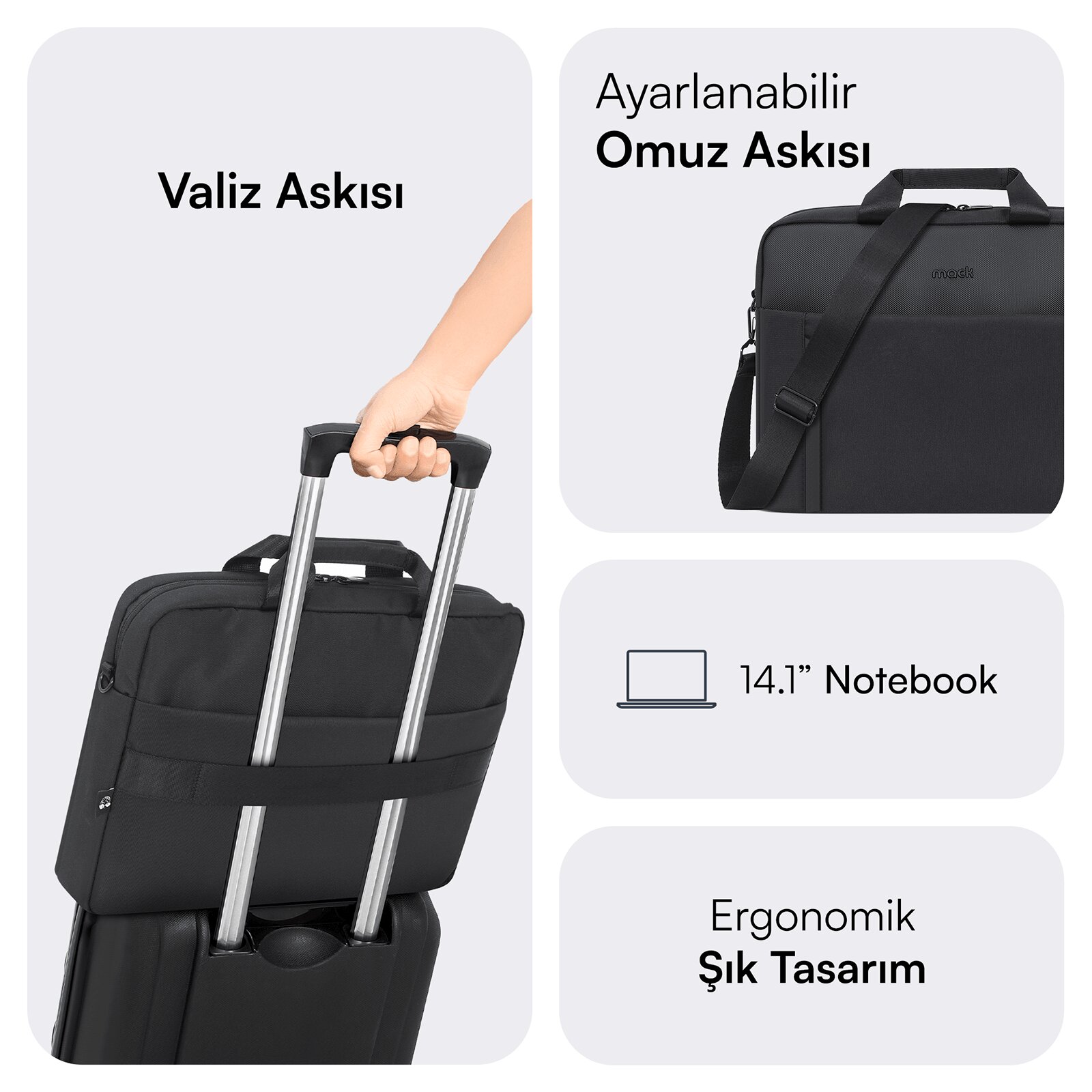 MACK MCE-1711 14.1" CODE Eco Notebook Çantası Siyah görseli 4