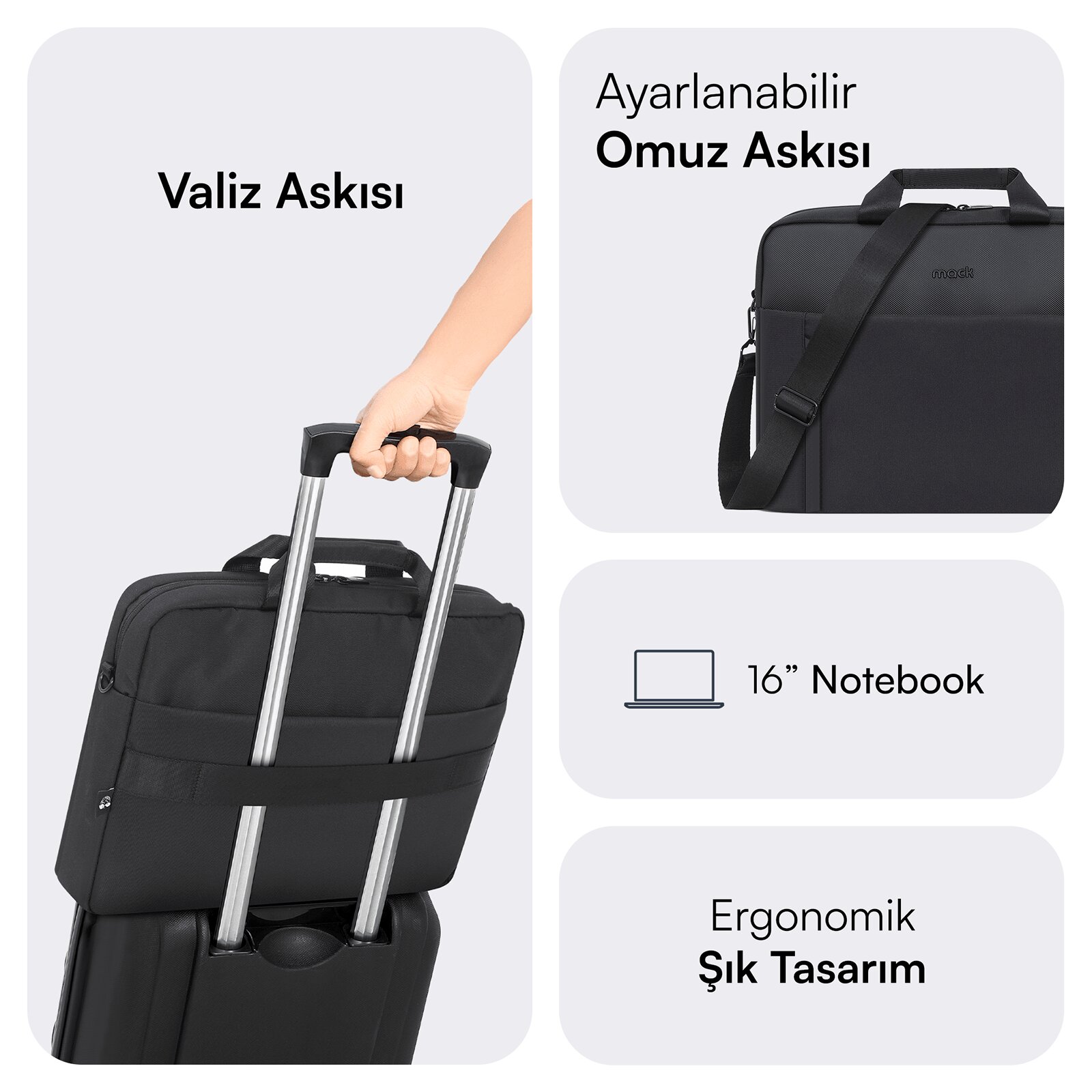MACK MCE-1712 16" CODE Eco Notebook Çantası Siyah görseli 3