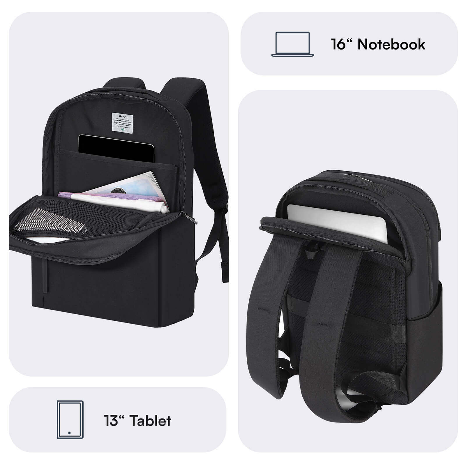 MACK MCE-1722 16" CODE Eco Notebook Sırt Çantası Siyah görseli 3