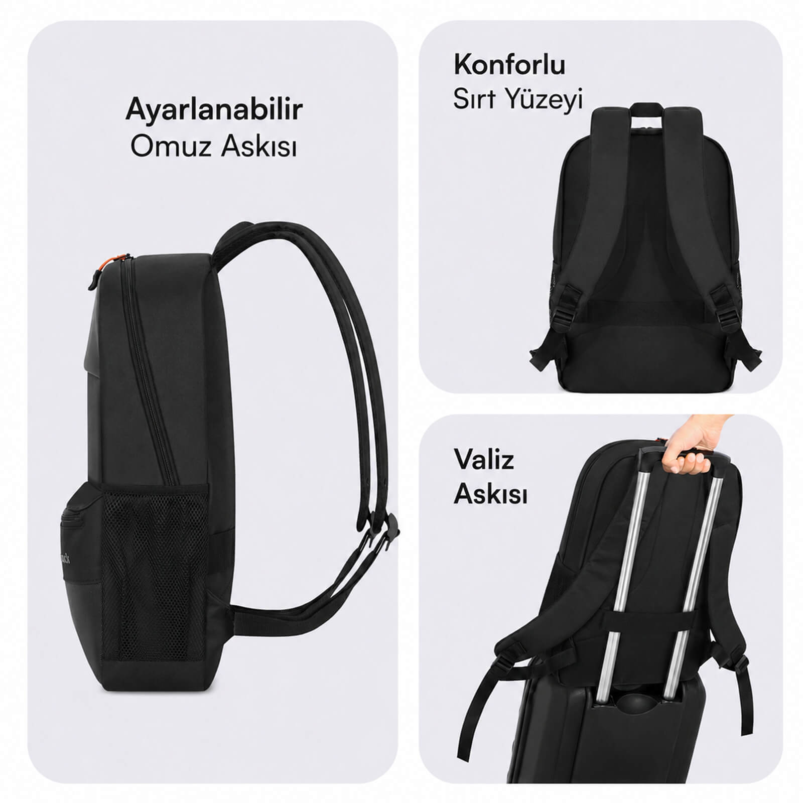 MACK MCC-1623 16" PAX Motion Notebook Sırt Çantası Siyah görseli 4