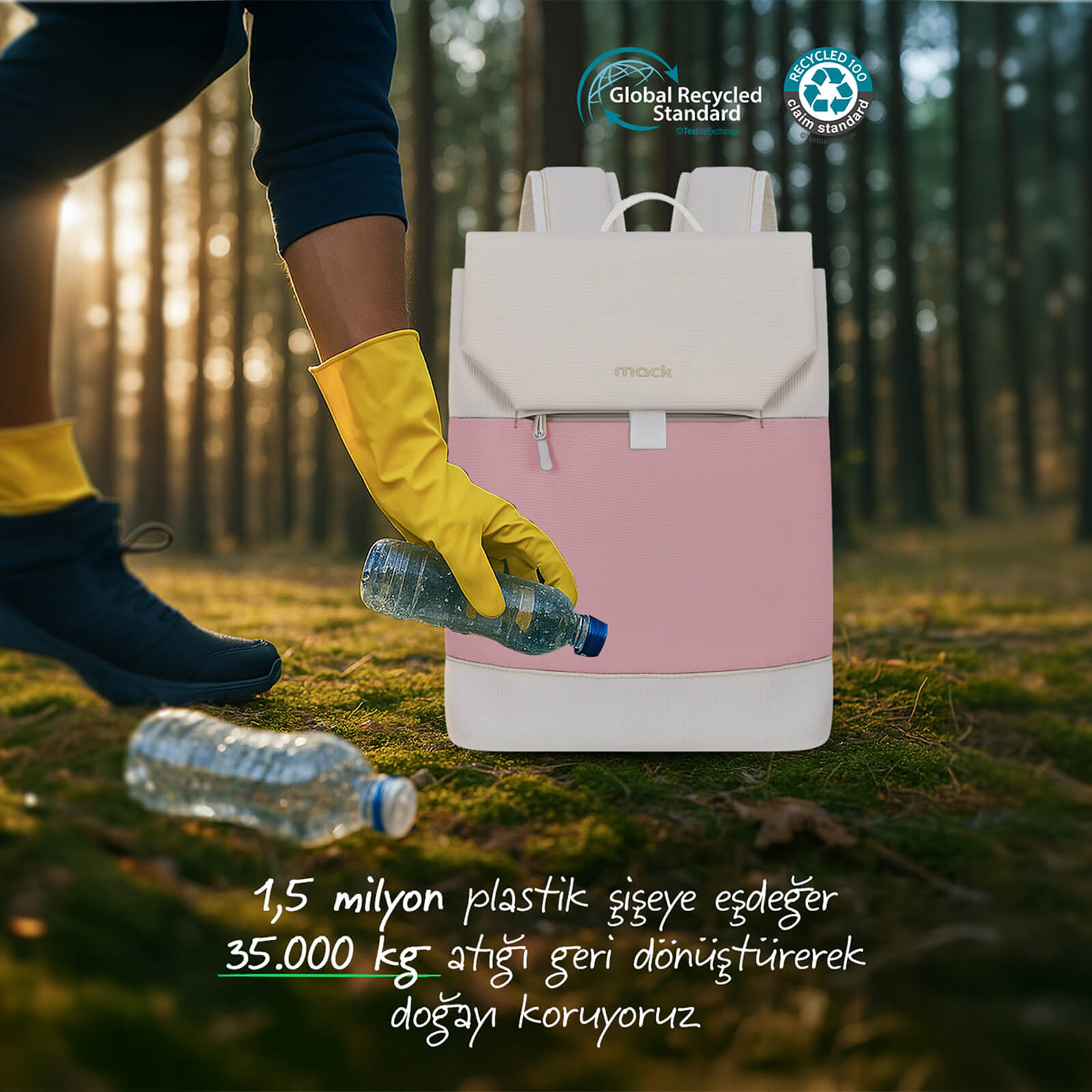MACK MCE-1308 14.1" ZEN Eco Günlük Sırt Çantası Pembe Bej görseli 8