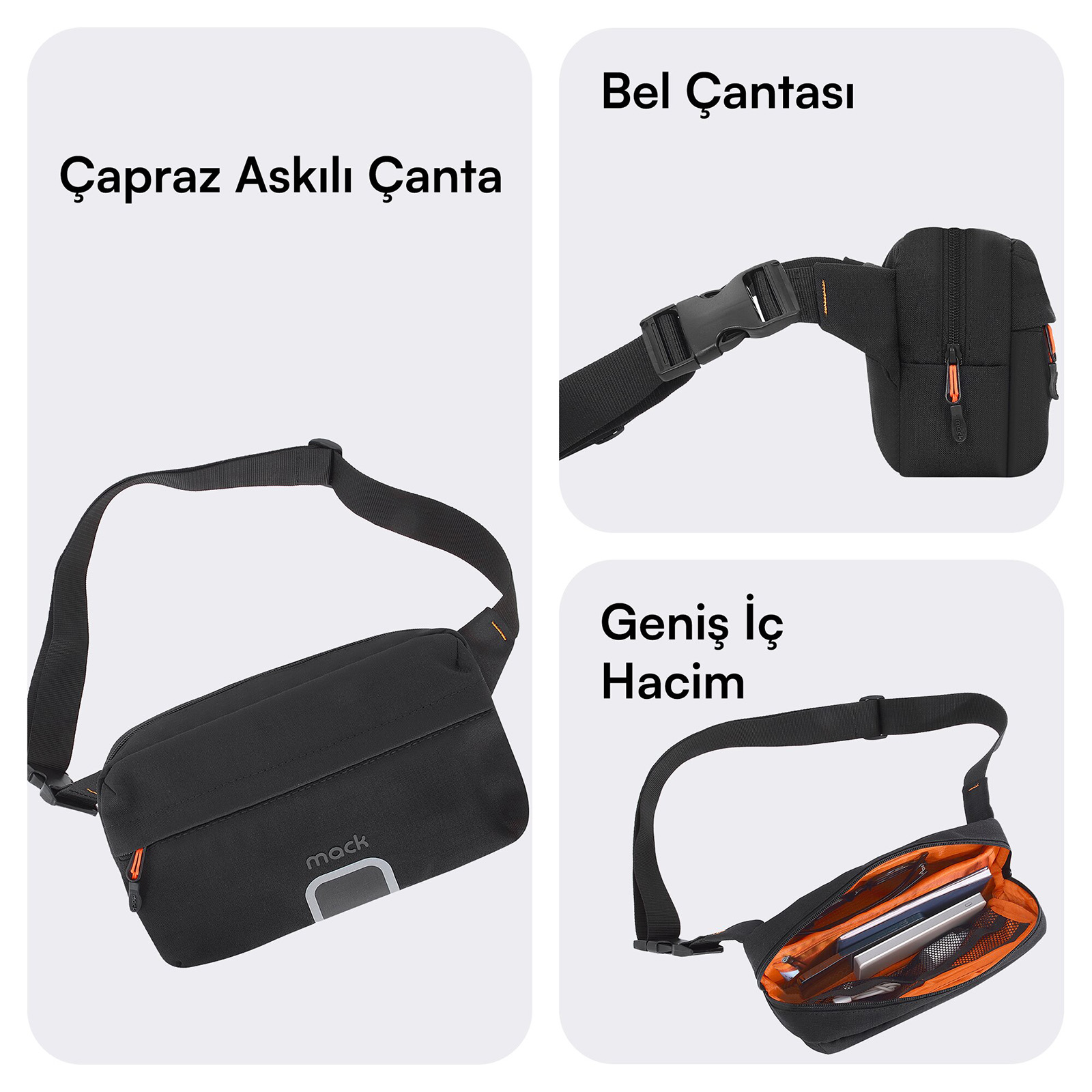 MACK MCE-1226 EXPLOR Crossbody Seyahat Çantası Siyah görseli 5