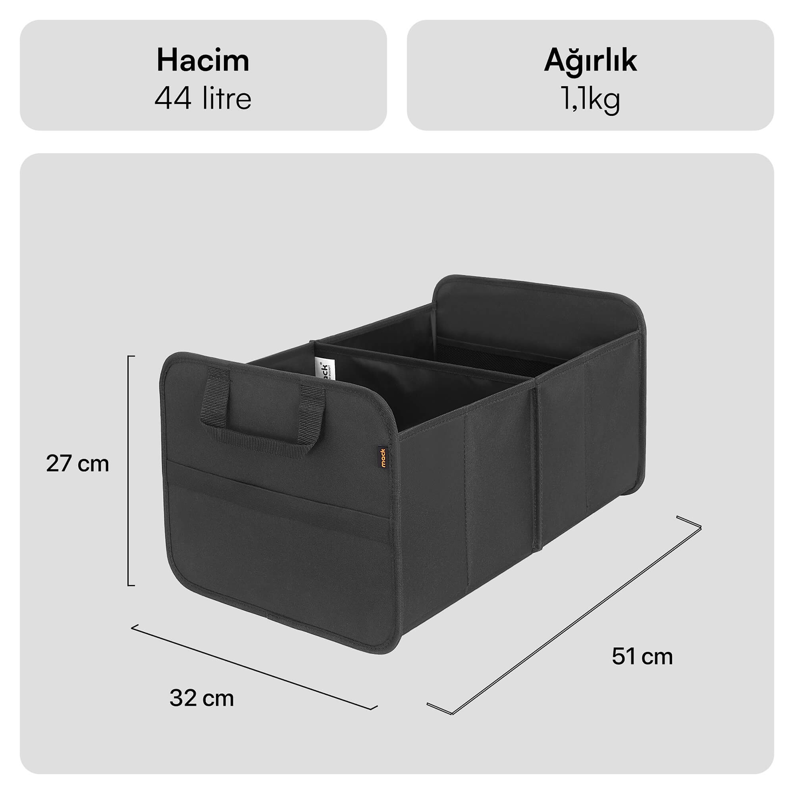 MACK MCC-5100 Bagaj Organizer Siyah görseli 2