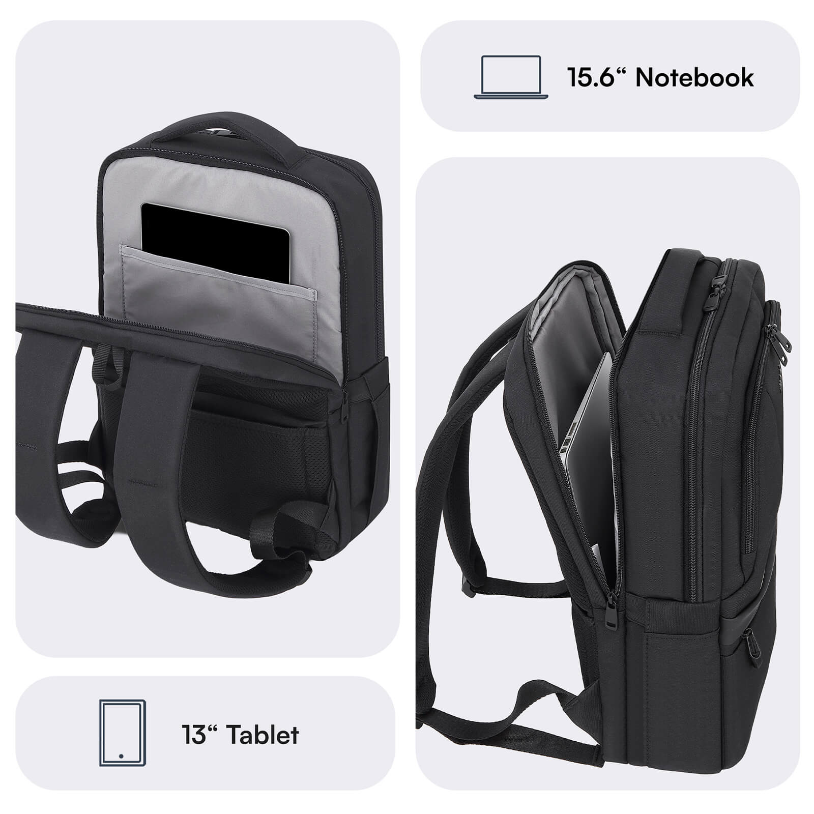 MACK MCE-1213 16" OFFICE Pro-4 Eco Notebook Sırt Çantası Siyah görseli 3